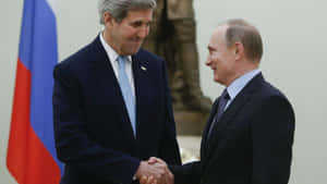 John Kerry And Vladimir Putin In A Diplomatic Meet Wallpaper