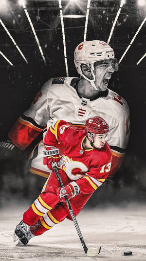 Johnny Gaudreau Ice Hockey Calgary Flames Art Wallpaper