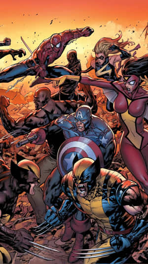 Join A Legendary Universe Of Marvel Comic Book Heroes Wallpaper