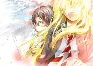 Join Kaori And Kosei In Their Emotional Journey As They Experience The Beauty Of Music. Wallpaper