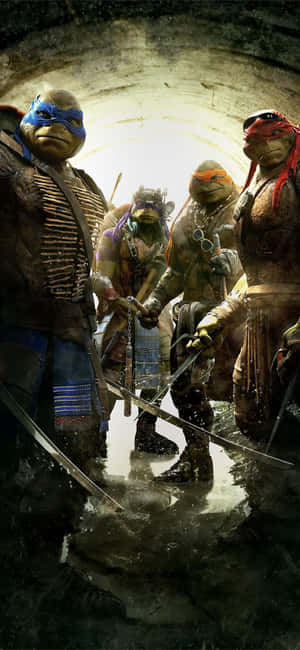 Join Leonardo, Donatello, Michelangelo, Raphael And Master Splinter In Their Adventure Through The Illusration Of Teenage Mutant Ninja Turtles Comic Book. Wallpaper