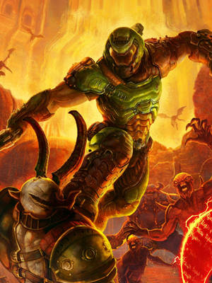 Join The Fight With The Doom Slayer In Doom Eternal Wallpaper