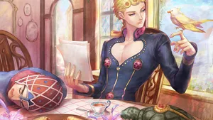 “jojo Bizarre Adventure – Guido Mista And Giorno Giovanna Enjoying Tea Together” Wallpaper