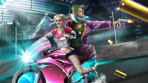 Joker And Harley Quinn Drive-by Shooting Wallpaper