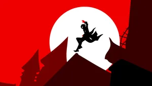 Joker Persona 5 Jumping Silhouette Moon Wallpaper