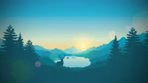 Jonesy Lake At Sunrise In The Beautiful World Of Firewatch Wallpaper