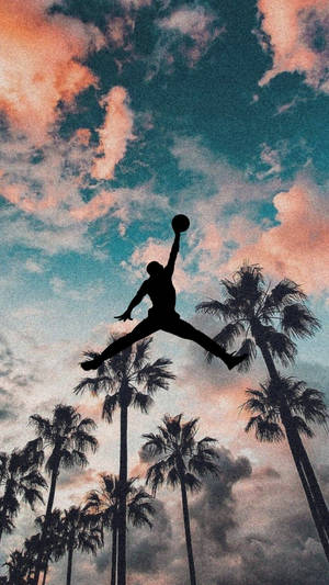 Jordan Logo Silhouette Palm Trees Wallpaper