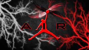 Jordan Logo White And Red Lightning Wallpaper