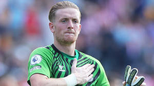 Jordan Pickford With Hand On Chest Wallpaper