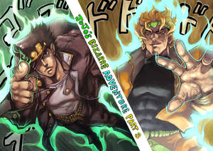 Jotaro And Caesar In Stardust Crusaders Wallpaper