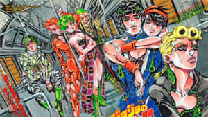 Jotaro And Dio, Two Rivals At The Center Of The Legendary Jojo Manga Wallpaper