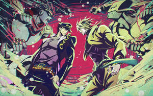 Jotaro Kujo, From Jojo's Bizarre Adventure, Faces Off Against The Ominous Dio Wallpaper