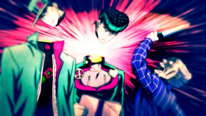 Jotaro Kujo Of Jojo Bizarre Adventure Takes Off The Heads Of His Enemies Wallpaper