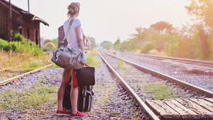 Journey Of A Woman Waiting For Train Wallpaper