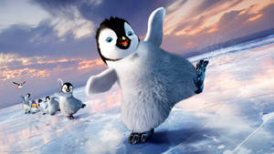 Joyful Baby Penguins Playing In Happy Feet Wallpaper