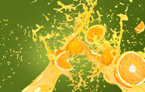 Juice Flavored Drink With Fresh Oranges Wallpaper