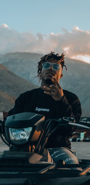 Juice Wrld On Motorcycle Phone Wallpaper