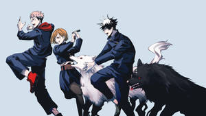 Jujutsu Kaisen 4k Characters And Dogs Wallpaper