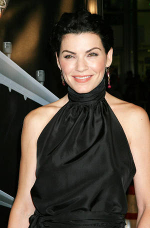 Julianna Margulies In Black Silk Halter Neck Wallpaper