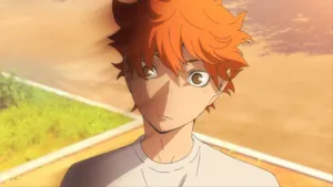 Jumping With Joy, Hinata Shouyou Showcases His Athleticism And Incredible Talent In Volleyball. Wallpaper