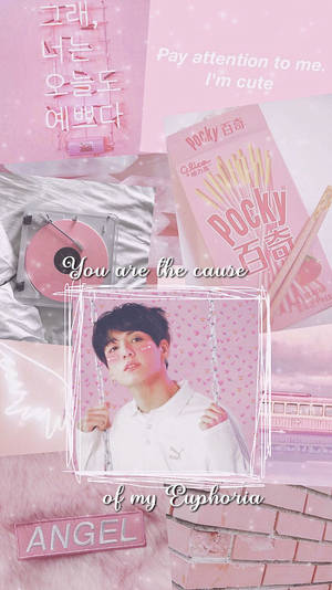Jungkook's Pink Aesthetic Poster Wallpaper