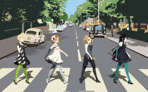 K-on Girls On Pedestrian Wallpaper