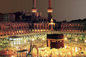 Kaaba With Lights Makkah Hd Wallpaper