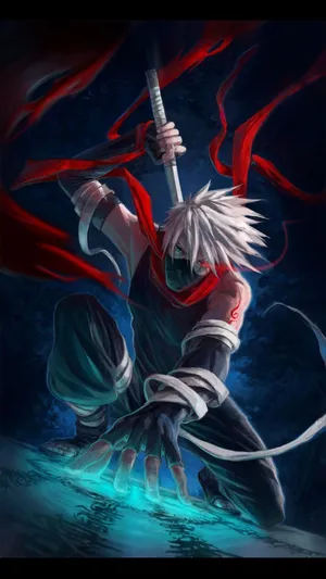 Kakashi Wields The Power Of Sharingan Wallpaper