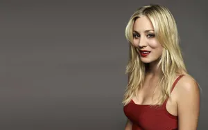 Kaley Cuoco Rocking A Red Lipstick Look Wallpaper