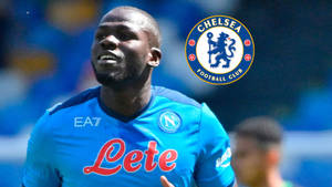 Kalidou Koulibaly With Chelsea Logo Wallpaper