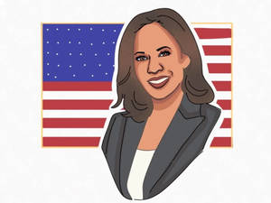 Kamala Harris With U.s. Flag Wallpaper