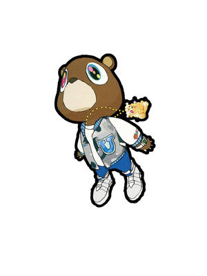 Kanye West Bear Black Outline Plain White Wallpaper