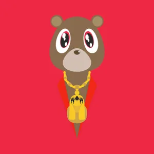 Kanye West Bear Minimalist Red Aesthetic Wallpaper