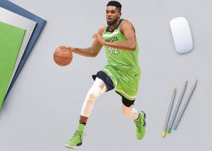 Karl-anthony Towns Minnesota Neon Green Jersey Wallpaper