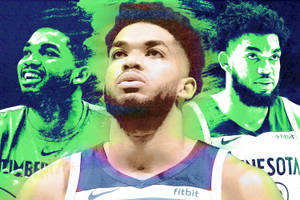 Karl-anthony Towns Monochrome Portrait Wallpaper