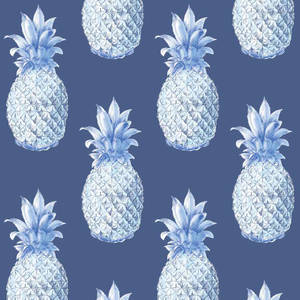 Kashmir Blue Pineapple Prints Wallpaper