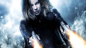 Kate Beckinsale Underworld Selena Shooting Guns Wallpaper