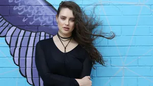 Katherine Langford Blue Mural Wallpaper
