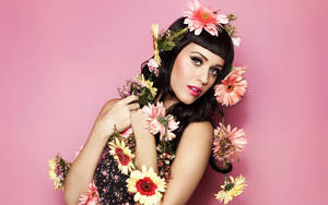 Katy Perry Looking Radiant In A Floral Dress Wallpaper