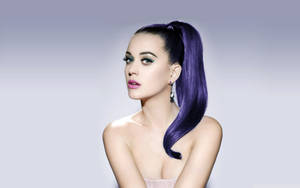 Katy Perry Models A Colorful Purple Ponytail Wallpaper