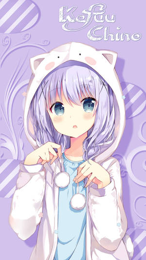 Kawaii Anime Kafuu Chino In Rabbit Hoodie Wallpaper