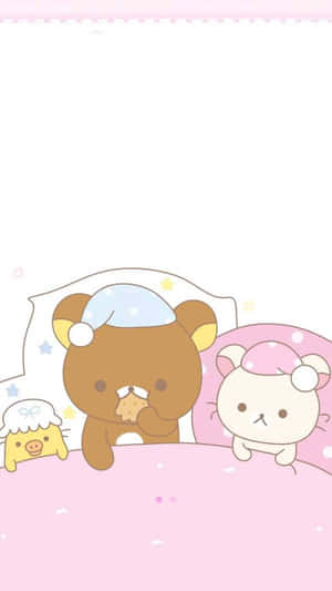 Kawaii Bearsand Sheep Cartoon Wallpaper