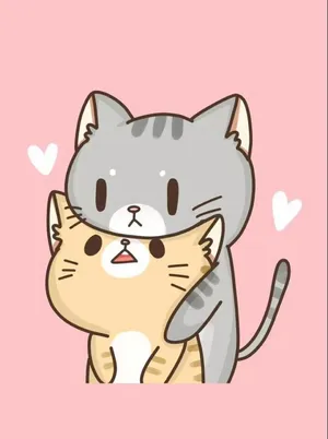 Kawaii Cats Backhug Wallpaper