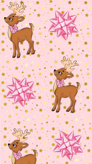 Kawaii Christmas Looking Up Dears Wallpaper