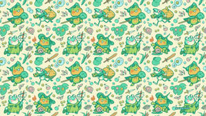 Kawaii Frog Pattern Design Wallpaper