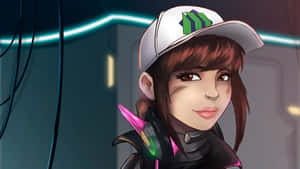 Kawaii Gaming Girl Close Up White Cap Wallpaper