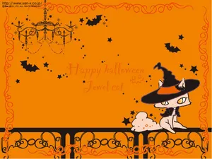 Kawaii Halloween Orange Wallpaper