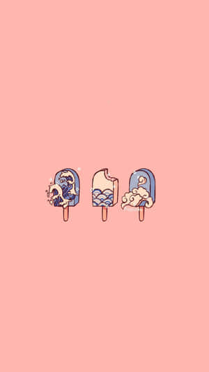 Kawaii Japanese Wave Popsicles Wallpaper