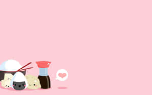 Kawaii Sushiand Rice Friends Wallpaper