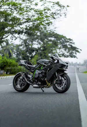 Kawasaki H2r Against The Road Wallpaper